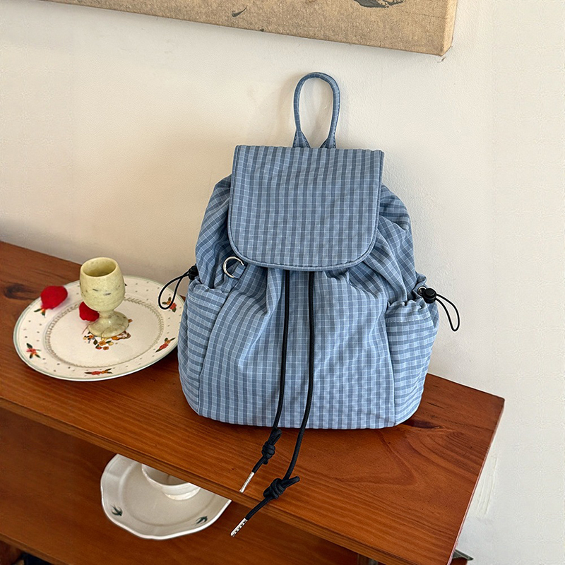 Canvas Backpack Casual - Zaino leggero per laptop a quadri