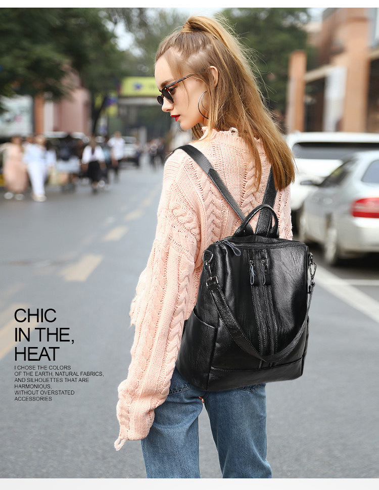 Canvas Backpack Casual - Zaino da donna in morbida pelle