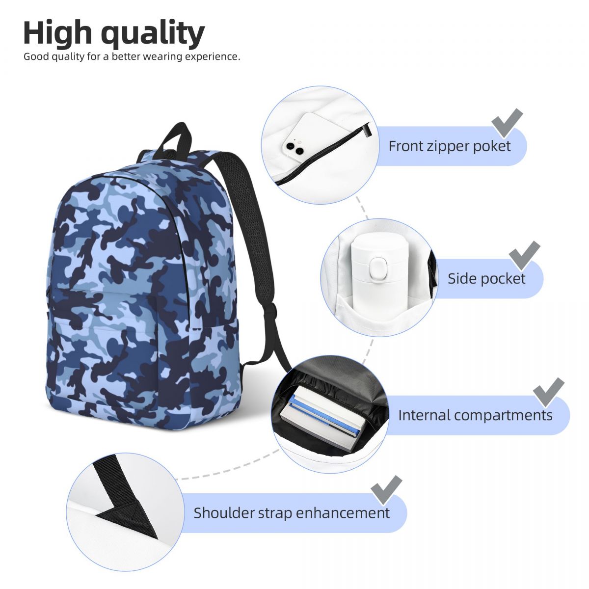 Zaino mimetico blu navy per la - Rucksack Military Style recensione e prezzo