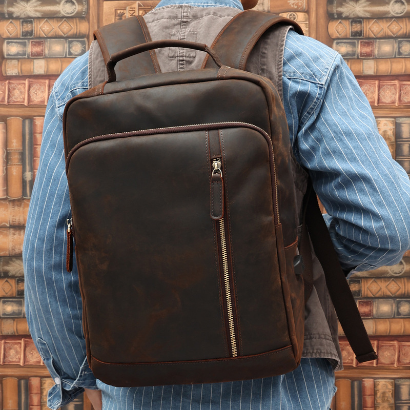Zaino in pelle a doppia tracol - Laptop Backpack 15.6 recensione e prezzo